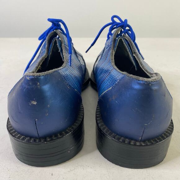 SIO Electric Blue Faux Alligator Crocodile Square Toe Oxford Shoes Sz 10 - Picture 6 of 10